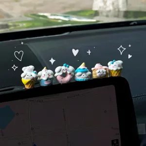 Simpatico Cucciolo di Dessert Ornamento per Cruscotto Auto Resina Cartone Animato Statuetta di Animale Stile Curativo Decorazione Interni Auto Regalo