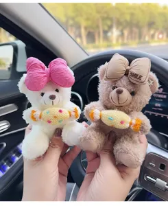 Lindo colgante de coche de oso de peluche dibujos animados limpiaparabrisas decoración
