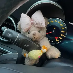 Lindo oso de peluche decoracion de limpiaparabrisas de coche, adorno de muneca para interior.