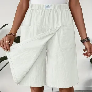Women Casual White Skort Shorts with Pockets Elastic Waist Comfortable Summer Clothing
