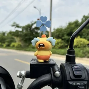 Cute capybara motorcycle handlebar decoration toy with rotating windmill for bike.