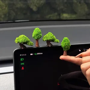 Miniature Welcoming Pine Tree Car Dashboard Ornament Resin Simulation Green Plant Car Interior Decor