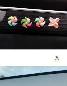 Clip de ventilation voiture moulin à vent mignon, ornement fleur coloré déco intérieure.