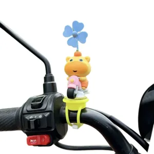 Cute capybara motorcycle toy with rotating pinwheel handlebar decoration for bike scooter.