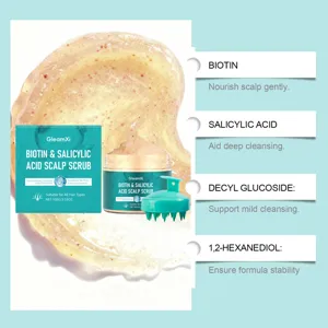 GleamXi Biotin & Salicylic Acid Scalp Scrub gently exfoliates, nourishes scalp and removes dandruff.