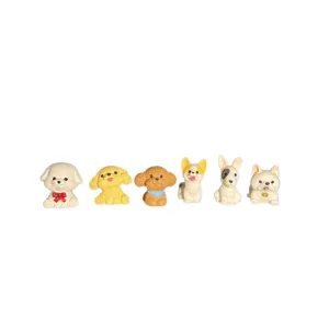 Schattige mini honden beeldjes set, creatieve hars ornamenten voor bureau of auto decoratie.