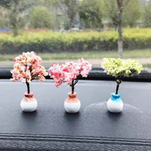 Mini pianta in vaso per auto decorazione cruscotto fiore artificiale verde ornamento