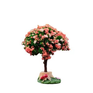 Miniatura albero ornamento auto, fogliame rosa micro paesaggio decorazione cruscotto.
