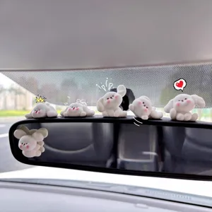 Car Interior Cute Resin Puppy Ornaments Dashboard Rearview Mirror Small Dog Decor Figurine Cute Animal Statues