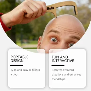 Wooden Funny Bald Head Comb Novelty Creative Joke Gift Scalp Massage Hair Comb For Men Daily Grooming
