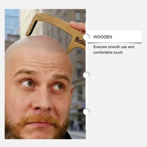 Wooden bald head funny massage comb creative daily gift for men scalp care smooth touch tool