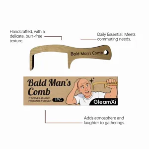 GleamXi funny wooden comb for bald men, unique gag gift with smooth burr-free texture for daily use.