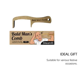 GleamXi wooden comb for bald men, funny novelty gift with unique design and packaging.