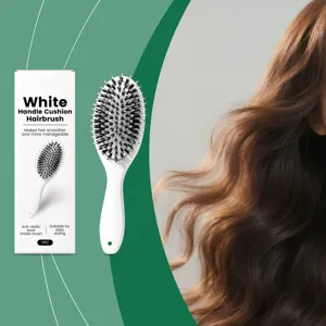 Witte haarborstel met everzwijnborstels voor gladde styling en het ontklitten van dagelijks haar.