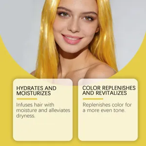 Detailansicht der temporären Haarcoloration mit feuchtigkeitsspendenden und pflegenden Effekten.