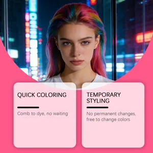 Detail des temporären Haarfärbekamms, bunter Regenbogen-Haarfarbeneffekt, einfache Anwendung.