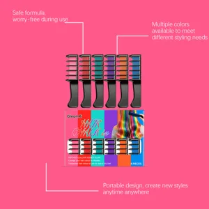 GleamXi temporäres Haarkreide Kamm Set 6 Stück, bunte Haarfarbe Styling Werkzeug für den Alltag.