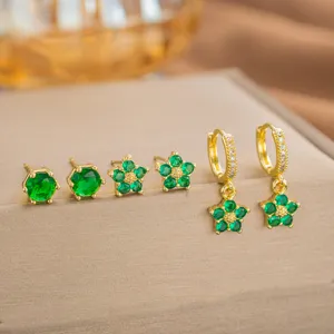Mode Kupfer Blume Ohrstecker Zirkonia Eingelegt Gold Überzogen Huggie Hoop Floral Ohrringe Für Damen Täglich Party Elegant Schmuck