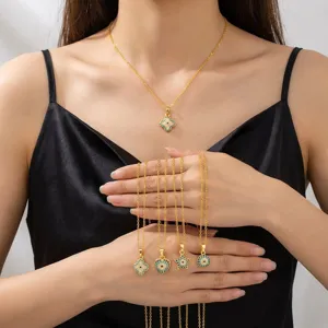 Gold-plated zirconia necklaces featuring clover, heart, star and evil eye charm pendants