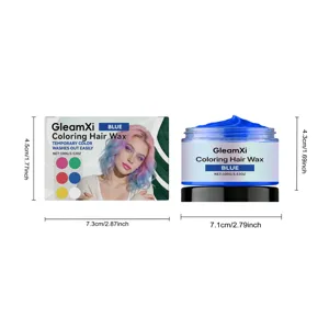 GleamXi temporäres Haargel blaues Färben Styling Produkt mit detaillierten Größenangaben.
