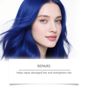 Details zur blauen Haarfarbe, die leuchtende Farbergebnisse und Haarpflege zeigen.