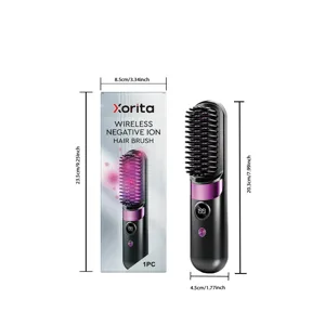 Xorita wireless negative ion hair brush with digital display for smooth and healthy styling.