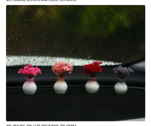 Mini droogbloemen boeket auto dashboard decoratie, schattig interieur cadeau voor vrouwen.