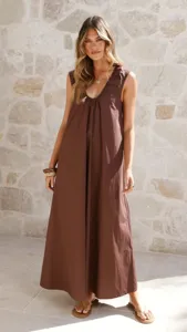 2026 Summer European American New U-Neck Sleeveless Tank Maxi Dress Elegant Long Dress