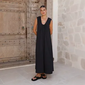 Elegant U-neck sleeveless maxi dress for women, perfect summer casual long dress style.