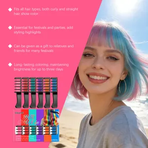 Temporäre Haarkreide Kamm Set 6 Stück lebendige Farben waschbare Haarfärbemittel für Party