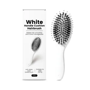 Witte Handvat Zwijnenhaar Kussen Haarborstel Antistatisch Hoofdhuid Massage Haarborstel Draagbaar Dagelijks Haarstyling Hulpmiddel