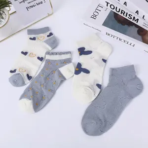 Women short socks summer mesh breathable low cut ankle socks pack of four casual daily wear