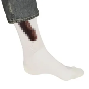 Funny novelty penis print white crew socks, comfortable cotton casual funny socks.