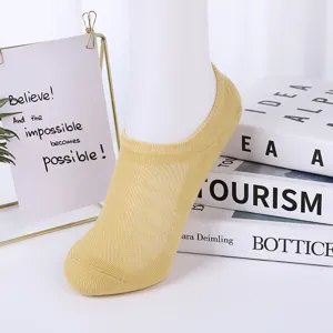 Women summer shallow invisible socks breathable mesh solid color cute short socks yellow