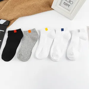 Men short ankle socks solid color casual sports socks breathable low cut sock set.