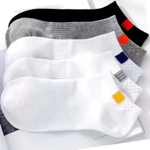 Men's short socks boat socks black white solid color sports sweat absorbent low cut style