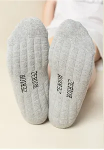 Comfortable breathable grey sports socks with towel bottom massage design for running and daily use.