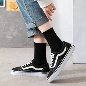 Men black mid-calf cotton socks casual sports socks daily wear comfortable footwear accessory