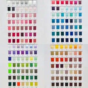 Color chart showing wide range of fabric ribbon hues for custom craft and wedding decor.