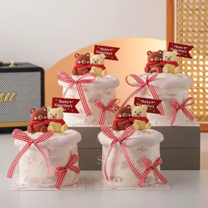 Set decorativo con fiocco scozzese e orsetti per scatole regalo da forno fai-da-te e composizioni.