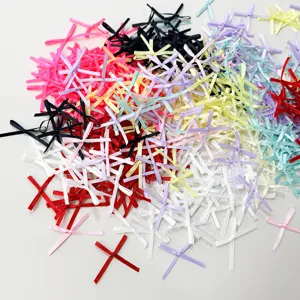 Mini satin ribbon bows for cake decoration, baking, floral art and colorful craft accessories.