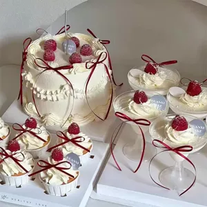 Sweet ins style cake decoration red ribbon bow aesthetic festival baking dessert props