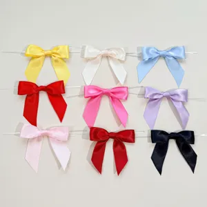 Fiocchi in nastro di raso colorati con legature per confezioni regalo e sigillatura.