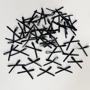 Small black ribbon bows set, mini decorative bows for cake baking party floral balloon decor.