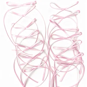 Pink satin ribbon bows for cake decoration, cute sweet style gift wrapping craft ribbons.