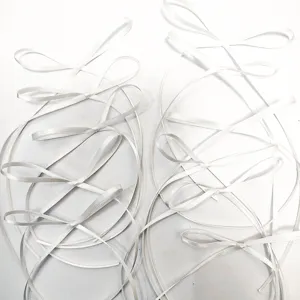 White ribbon bow detail shot for cake decoration, gift wrapping and festive crafts.
