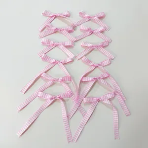 Fiocchi rosa a quadri con lunghi nastri per scatola regalo fai da te matrimonio 6pz