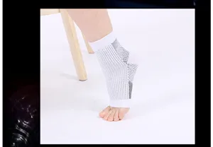 Detailed view of white compression ankle sleeve showing breathable mesh sports foot protection.