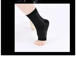 Close-up detail view of the black compression ankle sleeve showing breathable mesh knit texture.