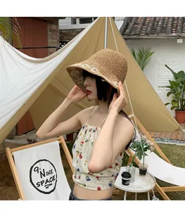 Sommer Strohhut mit breiter Krempe handgefertigt Strand Urlaub Sonnenschutz UV-Schutz Hut.